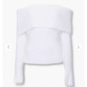 F21 Ivory Off Shoulder Fuzzy Sweater - Brand New